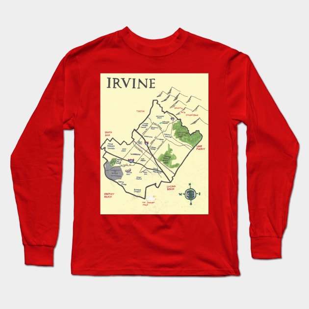 Irvine Long Sleeve T-Shirt by PendersleighAndSonsCartography